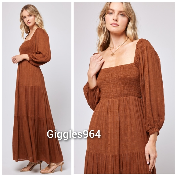 L*Space Dakota Maxi Coverup Dress Coffee Brown - Picture 1 of 2